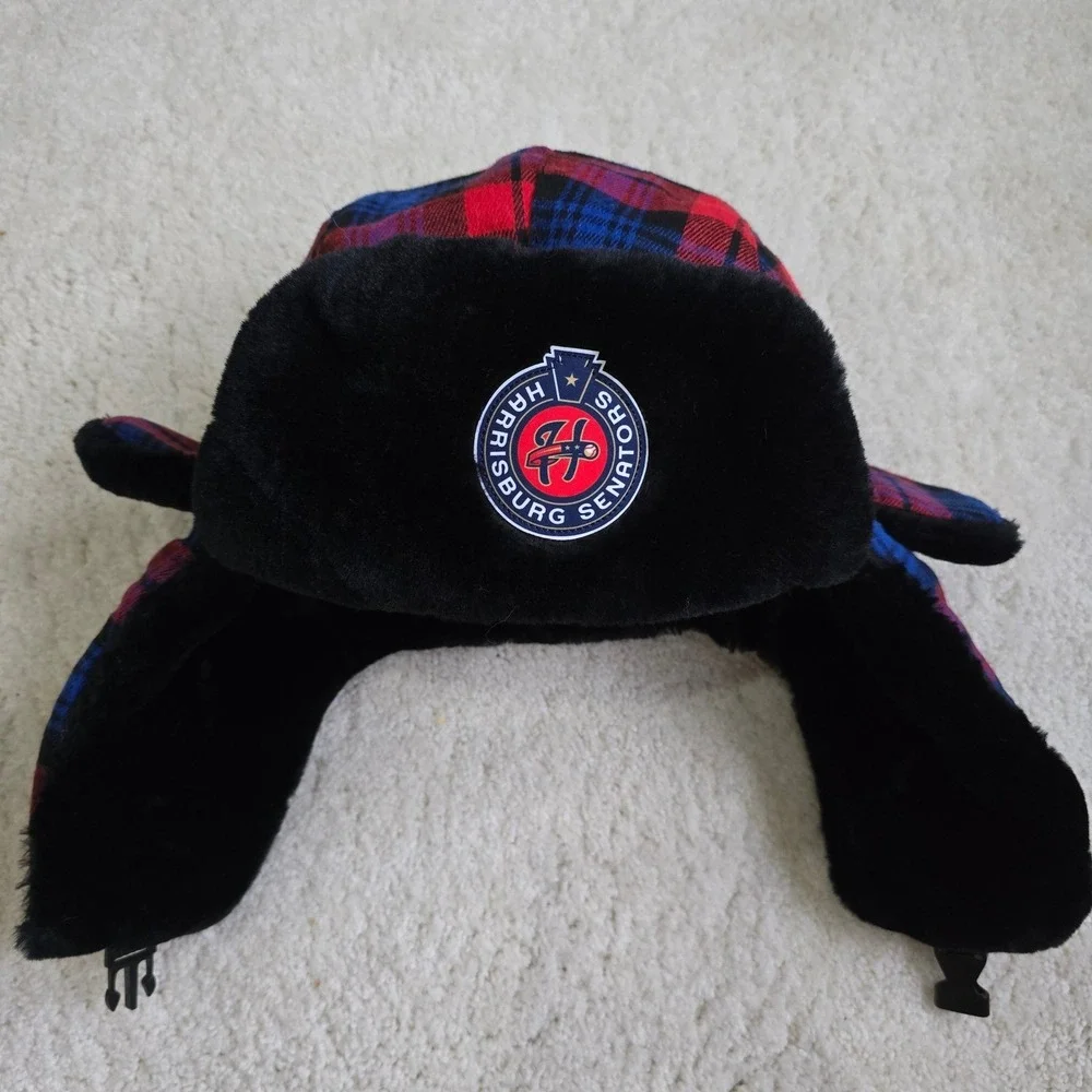 Harrisburg Senators Plaid Trapper Hat Faux Fur Earflap‎ One Size Ushanka
